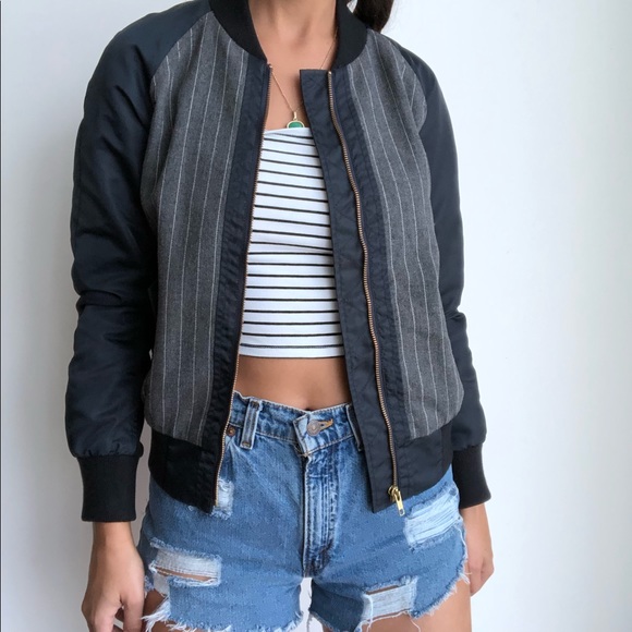 J. Crew Jackets & Blazers - J.Crew pinstripe bomber jacket xs